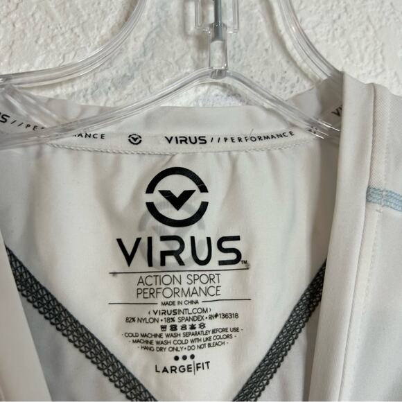 VIRUS Athletic Long-Sleeve X- Form Compression Top Womens Size Large White Black - Picture 5 of 8